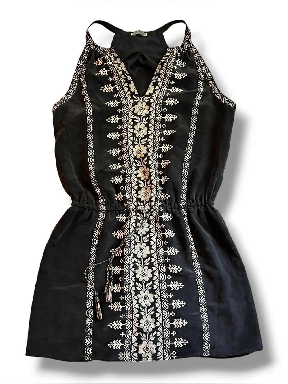 Joie Dress Womens Sleeveless 100% Silk Printed Black White Boho Lined Med D-5
